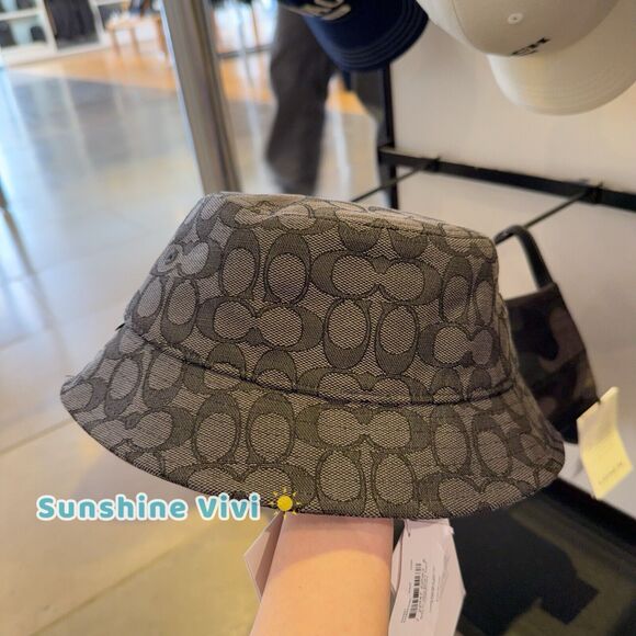 NWT COACH Unisex Signature Jacquard Bucket Hat CH401 Charcoal xs/s - Picture 2 of 9